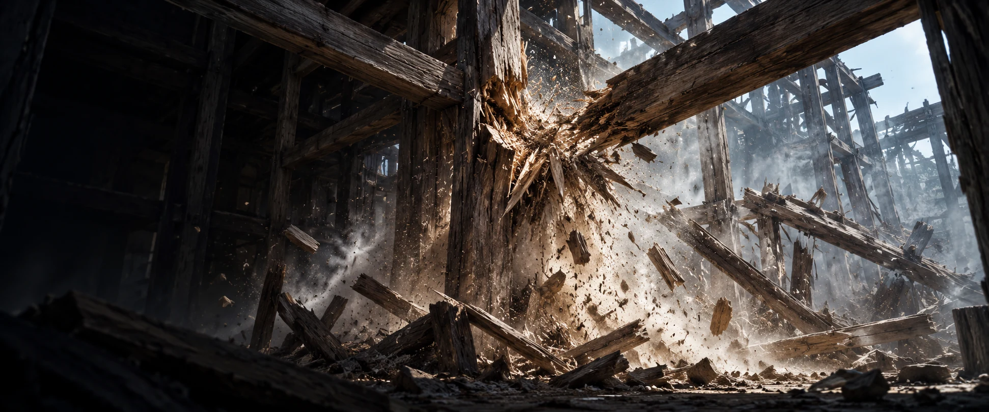 Destruction: Wood artwork